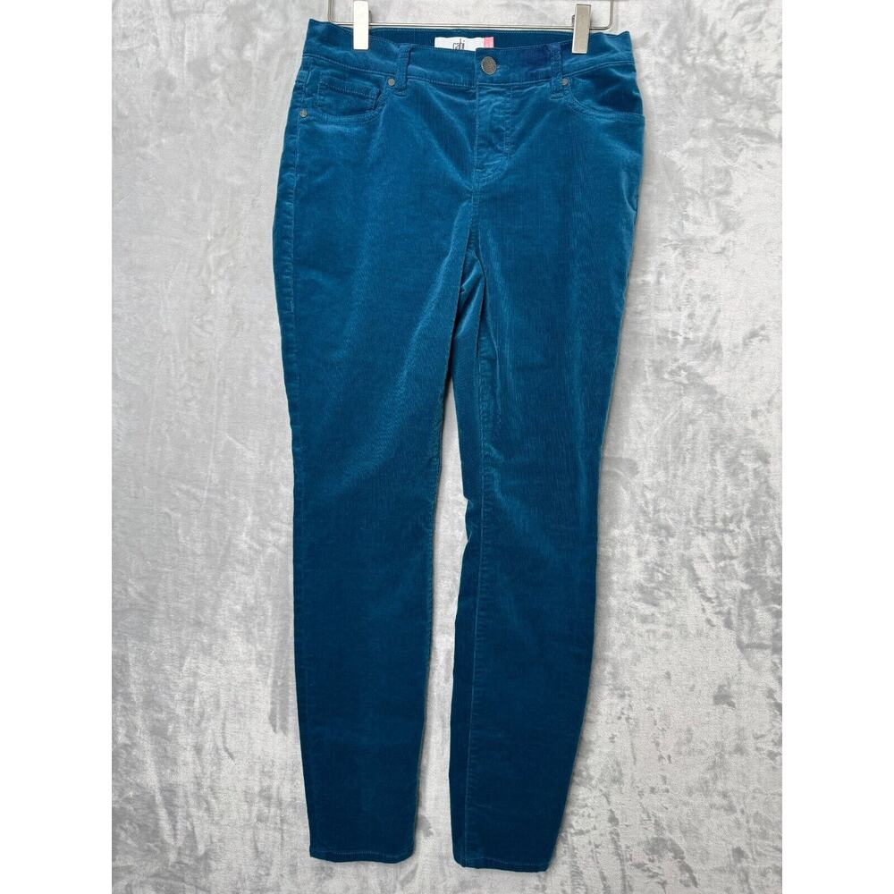 Cabi High Skinny Corduroy Pants Womens 4 Moroccan Blue # 4137 Stretch Mid Rise